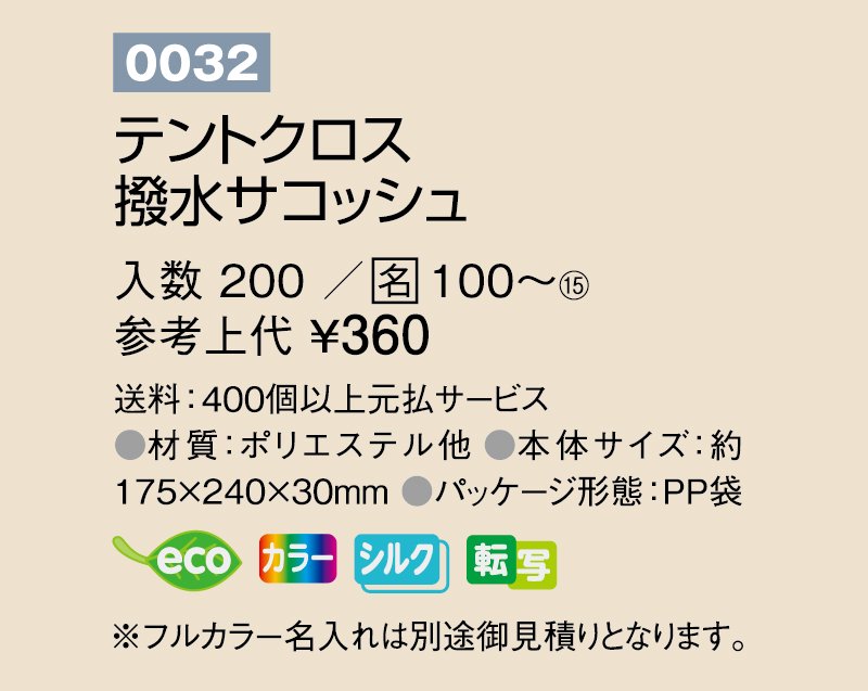 0032 テントクロス 撥水サコッシュ テント生地を用いたサコッシュ