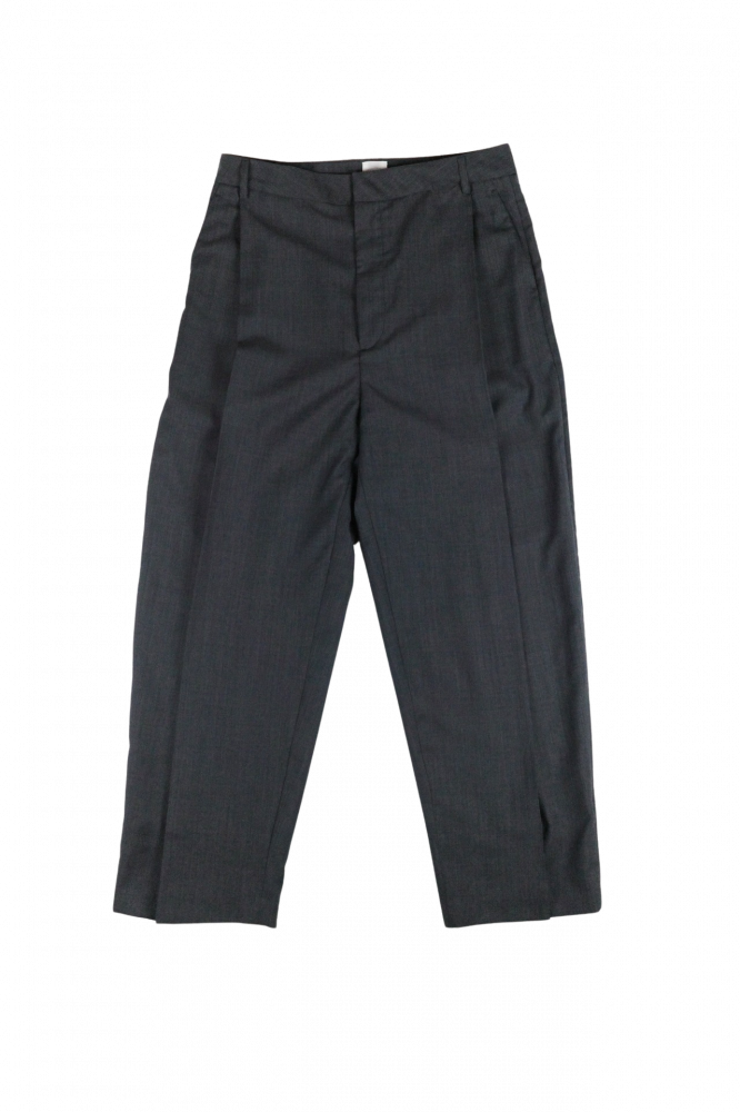 BISOWN/SHEER WOOL PLEATSTUCK SLACKS NAVY