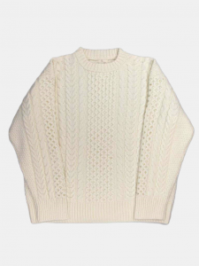 [TOUJOURS] Fisherman Sweater - Extra Fine Merino Wool/Cashmere Knit / White