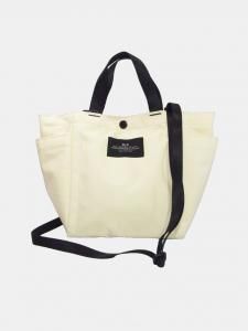 [BAGSINPROGRESS] SMALL SIDE POCKET TOTE - Nylon Twill W/PVC / Ivory