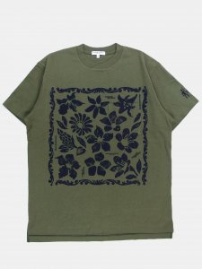 [EG  SUNRISE MARKET]  Printed Cross Crew Neck T-Shirt - Bandana / Floral / Olive/Dk.Navy