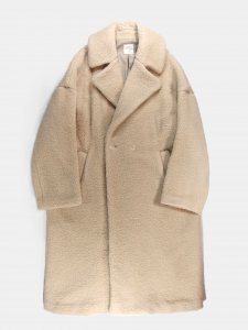 [TOUJOURS] Polo Coat - Wool/Cashmere Furry Boa Cloth / Vanilla 