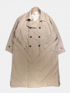 [TOUJOURS] Baggy Trench Coat - Water Repellent Silk Finished Cotton Twill Cloth / Sand