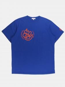 [EG  SUNRISE MARKET ] Printed Cross Crew Neck T-Shirt - EG Cursive Logo / Royal/Orange<img class='new_mark_img2' src='https://img.shop-pro.jp/img/new/icons24.gif' style='border:none;display:inline;margin:0px;padding:0px;width:auto;' />