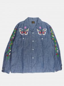 [NEEDLES] One-Up Shirt - Cotton Chambray / India Emb. / Blue<img class='new_mark_img2' src='https://img.shop-pro.jp/img/new/icons24.gif' style='border:none;display:inline;margin:0px;padding:0px;width:auto;' />