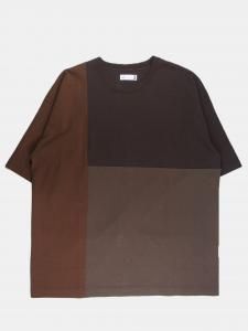 [ts(s)] 3 Color Block T-Shirt - Cotton Open-end Yarn Jersey / Brown