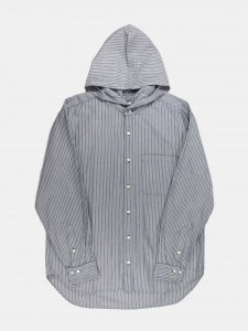 [ts(s)] Hooded Shirt - Pin Stripe Cotton Oxford Cloth / Blue