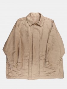 [TOUJOURS] Coverall Jacket - Garment Dye Linen/Cotton Satin Cloth / Sand