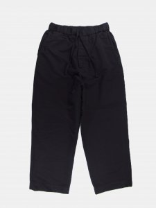 [TOUJOURS] Easy Field Trousers - Garment Dye Linen/Cotton Satin Cloth / Black Navy