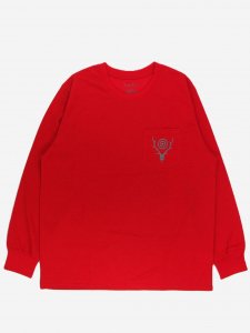 [SOUTH2 WEST8] L/S Round Pocket Tee - Circle Horn / Red<img class='new_mark_img2' src='https://img.shop-pro.jp/img/new/icons5.gif' style='border:none;display:inline;margin:0px;padding:0px;width:auto;' />