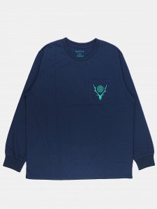 [SOUTH2 WEST8] L/S Round Pocket Tee - Circle Horn / Navy<img class='new_mark_img2' src='https://img.shop-pro.jp/img/new/icons5.gif' style='border:none;display:inline;margin:0px;padding:0px;width:auto;' />