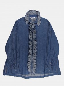 [TOUJOURS] Ruffle Shirt - 6.5OZ. Organic Cotton Denim Cloth / Blue<img class='new_mark_img2' src='https://img.shop-pro.jp/img/new/icons5.gif' style='border:none;display:inline;margin:0px;padding:0px;width:auto;' />