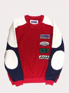 [SHIDEN] Motor Cycle Sweat Shirt - C/PE Pile Jersey / Red/Eggplant/White<img class='new_mark_img2' src='https://img.shop-pro.jp/img/new/icons5.gif' style='border:none;display:inline;margin:0px;padding:0px;width:auto;' />