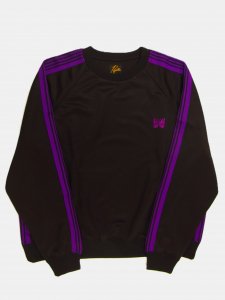 [NEEDLES  SUNRISE MARKET]  Track Crew Neck Shirt - Poly Smooth / Black/Reddish Purple