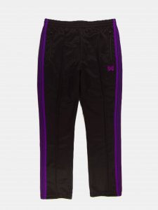 [NEEDLES  SUNRISE MARKET]  Narrow Track Pant - Poly Smooth / Black/Reddish Purple