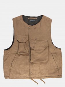 [ENGINEERED GARMENTS] Cover Vest - Polyester Lt. Weight Fake Suede / Khaki<img class='new_mark_img2' src='https://img.shop-pro.jp/img/new/icons5.gif' style='border:none;display:inline;margin:0px;padding:0px;width:auto;' />