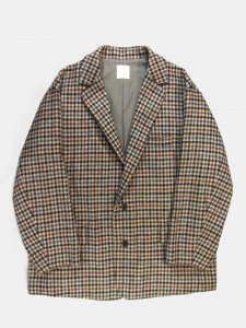 [TOUJOURS] Oversized Sack Jacket - British Wool Gun Club Plaid Tweed Cloth / Brown Gray<img class='new_mark_img2' src='https://img.shop-pro.jp/img/new/icons5.gif' style='border:none;display:inline;margin:0px;padding:0px;width:auto;' />