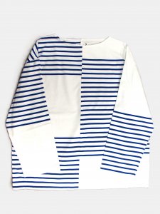 [ts(s)] Slip Panel Basque Shirt - Cotton Large Panel Horizontal Stripe Jersey / White<img class='new_mark_img2' src='https://img.shop-pro.jp/img/new/icons5.gif' style='border:none;display:inline;margin:0px;padding:0px;width:auto;' />