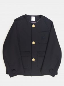 [RHODOLIRION] Collarless Blazer - Doeskin / Navy<img class='new_mark_img2' src='https://img.shop-pro.jp/img/new/icons5.gif' style='border:none;display:inline;margin:0px;padding:0px;width:auto;' />