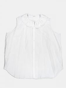 [TOUJOURS] Ruffle Collar Sleeveless Shirt - Fine Cotton/Silk Faille Cloth / Smoke White<img class='new_mark_img2' src='https://img.shop-pro.jp/img/new/icons5.gif' style='border:none;display:inline;margin:0px;padding:0px;width:auto;' />