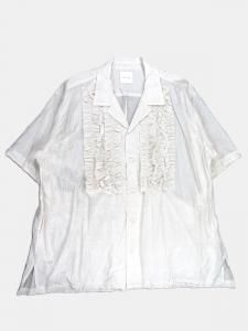 [TOUJOURS] Open Collar Short Sleeve Frill Shirt - Pure Silk High Count Tafta Cloth / Ivory<img class='new_mark_img2' src='https://img.shop-pro.jp/img/new/icons5.gif' style='border:none;display:inline;margin:0px;padding:0px;width:auto;' />