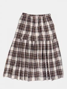 [TOUJOURS] Ruffled Maxi Skirt - Fade Finished Recycle Cotton Madras Plaid Cloth / Brown<img class='new_mark_img2' src='https://img.shop-pro.jp/img/new/icons5.gif' style='border:none;display:inline;margin:0px;padding:0px;width:auto;' />