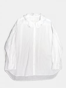 [TOUJOURS] Ruffle Collar Baggy Shirt - Fine Yarn Cotton Cloth / White<img class='new_mark_img2' src='https://img.shop-pro.jp/img/new/icons5.gif' style='border:none;display:inline;margin:0px;padding:0px;width:auto;' />