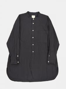 [TOUJOURS] Classic Band Collar Shirt - Fine Yarn Cotton Cloth / Charcoal Brown<img class='new_mark_img2' src='https://img.shop-pro.jp/img/new/icons5.gif' style='border:none;display:inline;margin:0px;padding:0px;width:auto;' />
