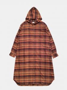 [ts(s) WOMEN] Hooded Shirt Dress - Laid Back Plaid Cotton Twill Cloth / Brown<img class='new_mark_img2' src='https://img.shop-pro.jp/img/new/icons5.gif' style='border:none;display:inline;margin:0px;padding:0px;width:auto;' />