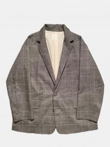 [TOUJOURS] Oversize Sack Jacket - Rustic Windowpane Wool/Linen Cloth / Gray<img class='new_mark_img2' src='https://img.shop-pro.jp/img/new/icons5.gif' style='border:none;display:inline;margin:0px;padding:0px;width:auto;' />