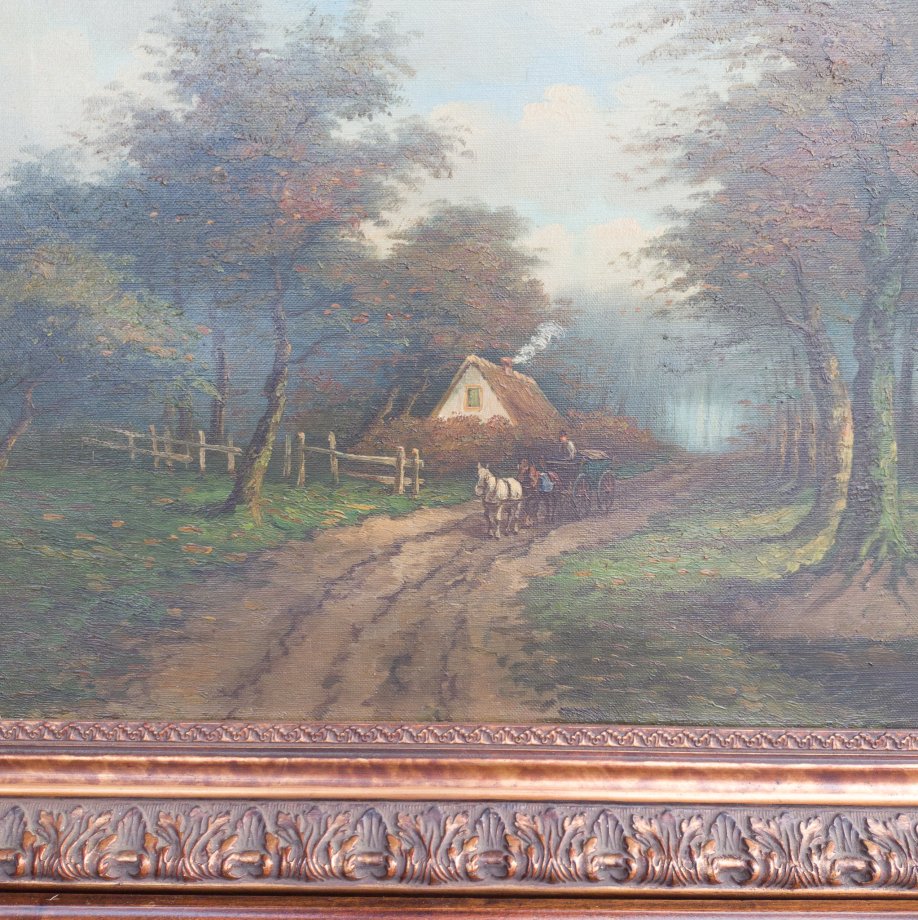 KAG0260-4：アンティーク油絵（オランダ） n.J.van RUIJSDAEL - 鎌倉