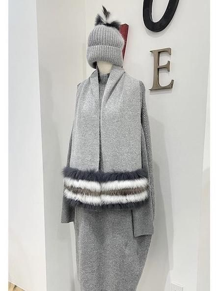 YVES SALOMON Fur knit cap - fs6shop