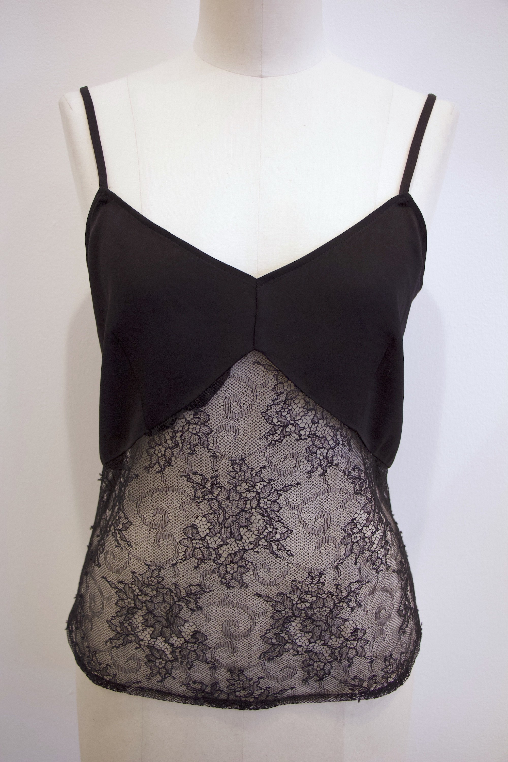 f's6 original Lace satin camisole / Black