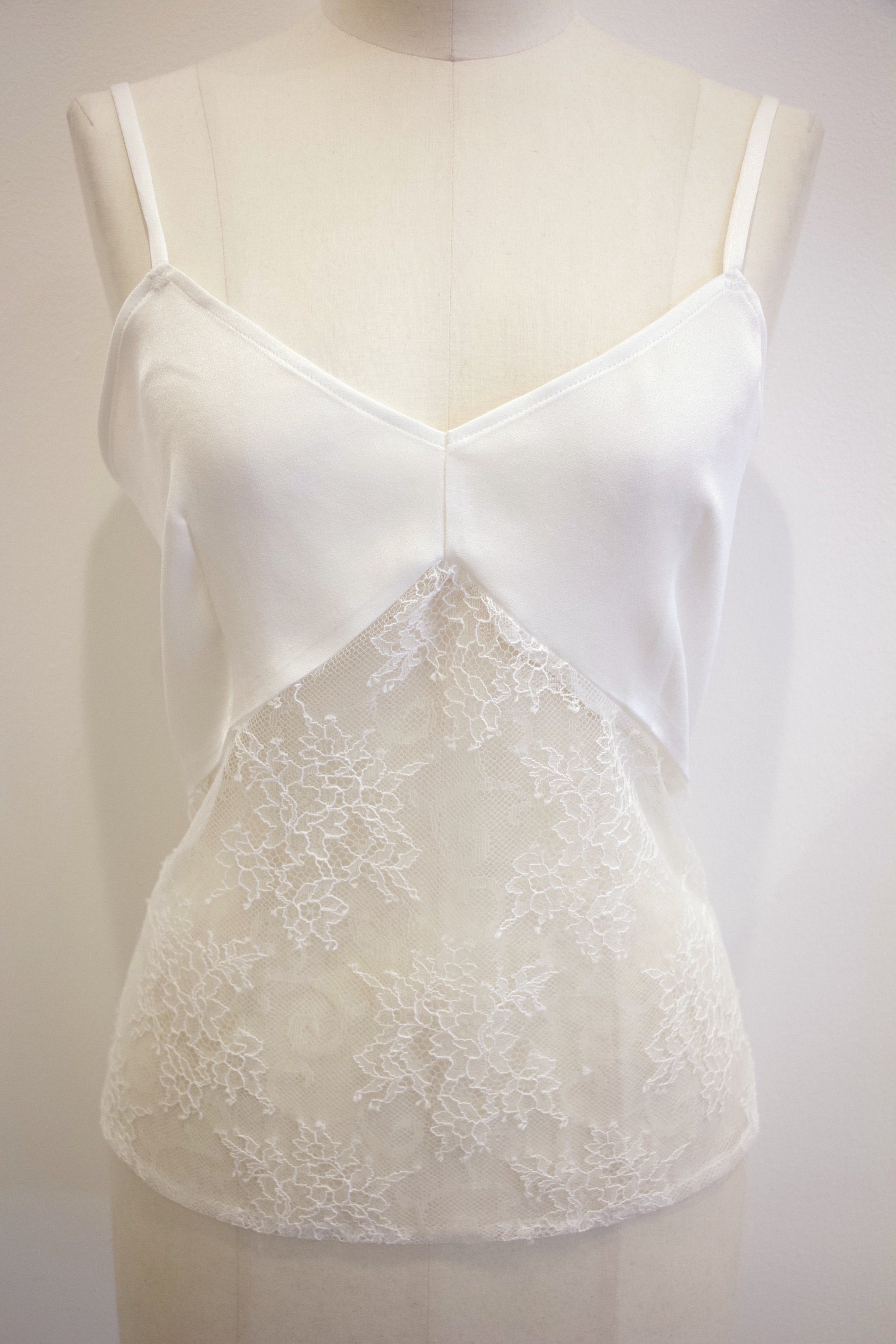 f's6 original Lace satin camisole / White
