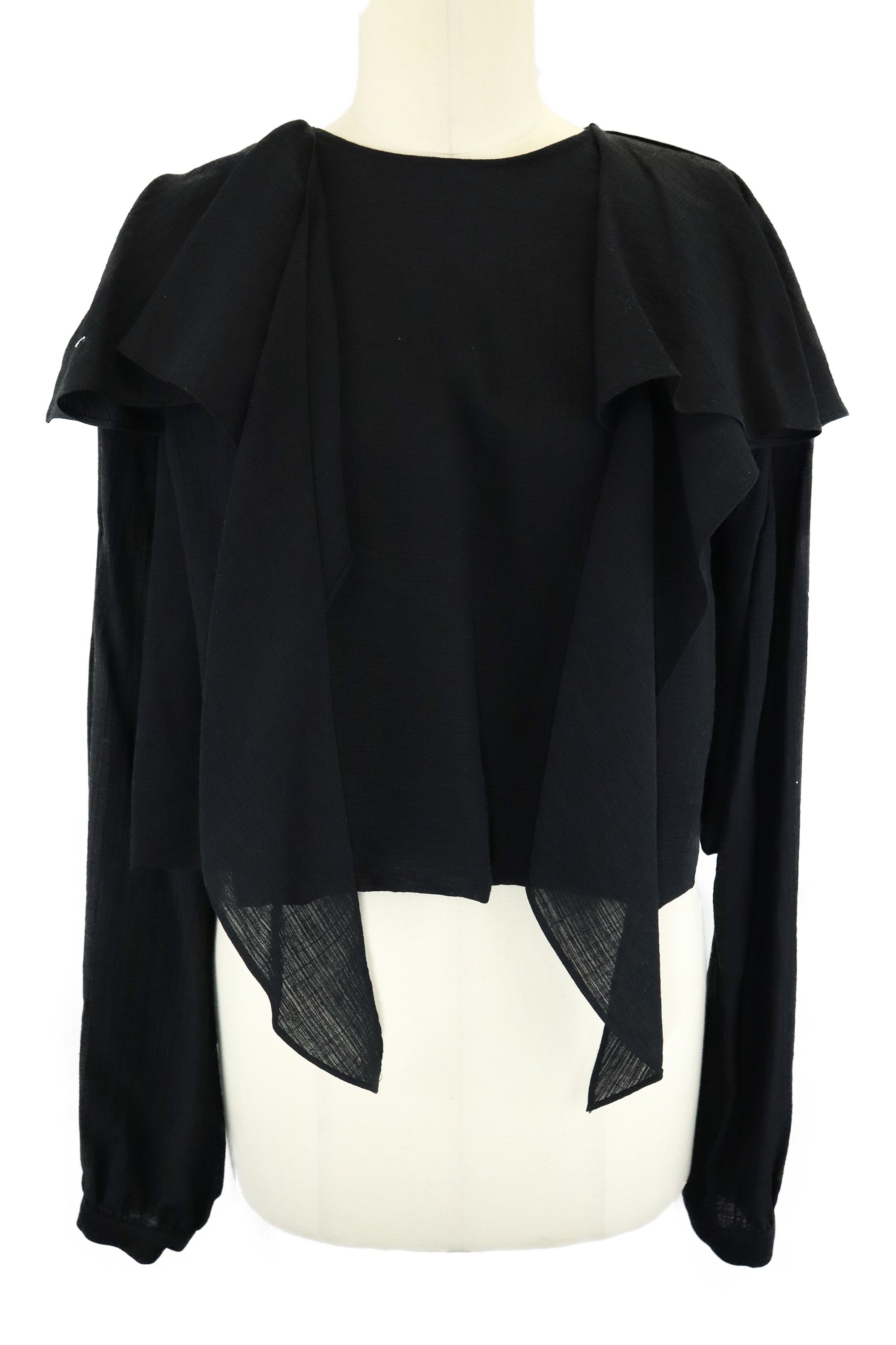 <img class='new_mark_img1' src='https://img.shop-pro.jp/img/new/icons6.gif' style='border:none;display:inline;margin:0px;padding:0px;width:auto;' />RECTO Shorder scarf layer crop blouse (BLACK)