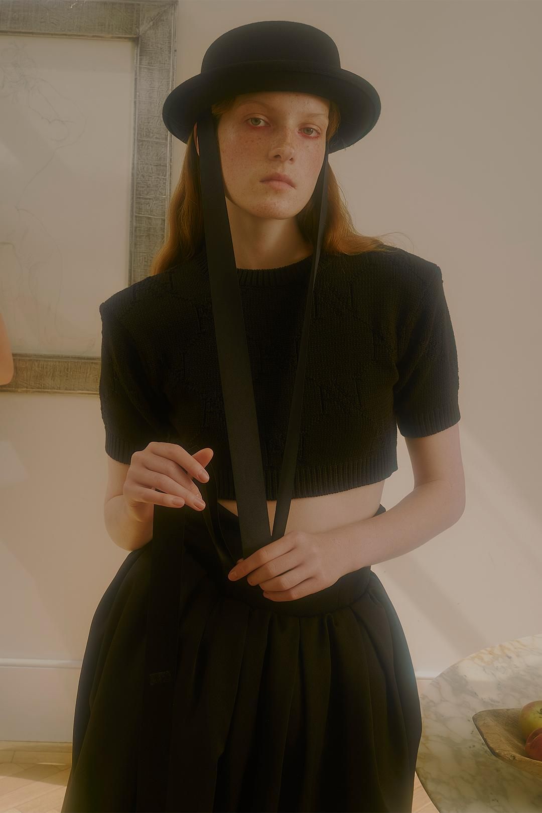 HAENGNAE KISHIMEN CROPPED TOP Black ヘンネ HAENGNAE KISHIMEN CROPPED TOP - fs6shop