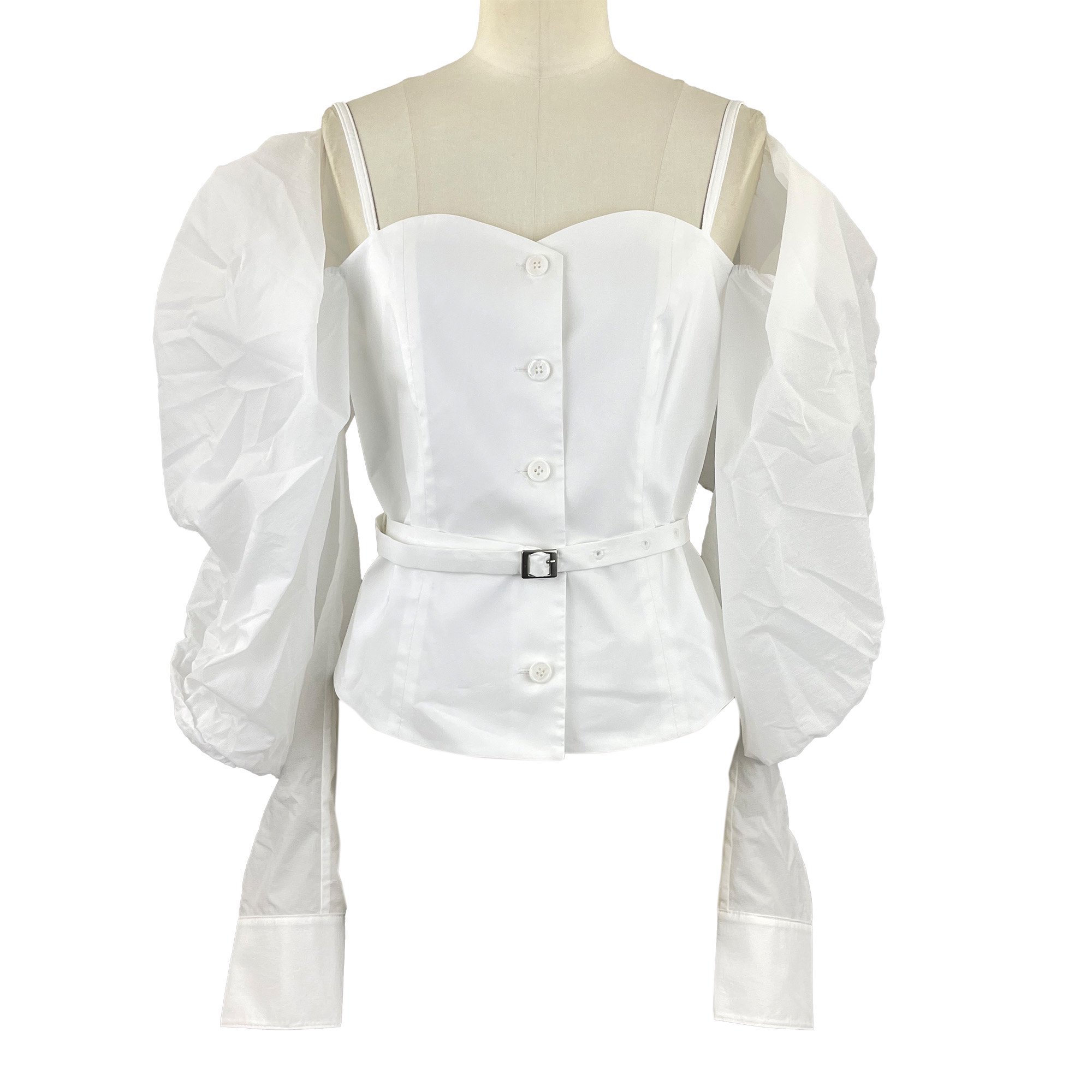 <img class='new_mark_img1' src='https://img.shop-pro.jp/img/new/icons47.gif' style='border:none;display:inline;margin:0px;padding:0px;width:auto;' />BESFXXK / WIND SLEEVE OPEN SHOULDER BLOUSE / WHITE