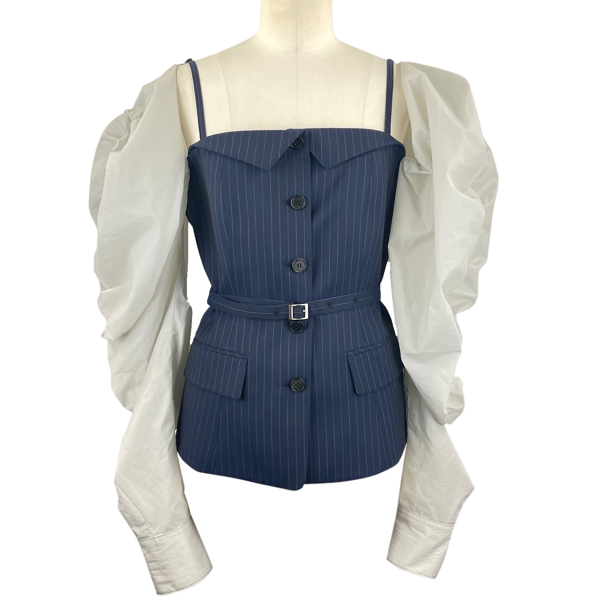 <img class='new_mark_img1' src='https://img.shop-pro.jp/img/new/icons7.gif' style='border:none;display:inline;margin:0px;padding:0px;width:auto;' />BESFXXK / WIND SLEEVE OPEN SHOULDER BLOUSE / STRIPE