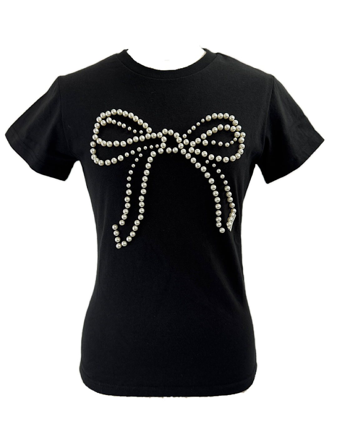 【KIMHEKIM】Pearl Embellished Bow Slim T-Shirt ★送料関税込 KIMHEKIM PEARL EMBELLISHED BOW SLIM T-SHIRT (BLACK) - fs6shop