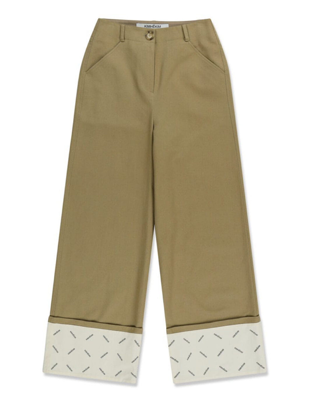 <img class='new_mark_img1' src='https://img.shop-pro.jp/img/new/icons6.gif' style='border:none;display:inline;margin:0px;padding:0px;width:auto;' />KIMHEKIM BICOLOR LOGO PRINTEI
ROLLED UP PANTS BEIGE