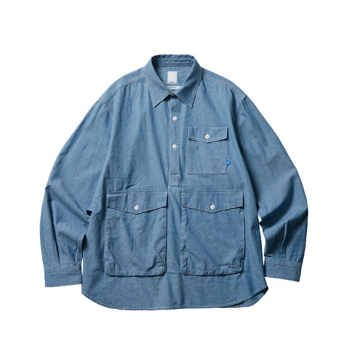 <img class='new_mark_img1' src='https://img.shop-pro.jp/img/new/icons1.gif' style='border:none;display:inline;margin:0px;padding:0px;width:auto;' />Liberaiders TEEPEE PULLOVER CHAMBRAY SHIRT(Indigo)