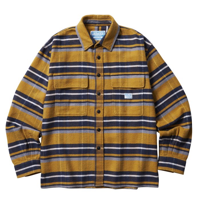 <img class='new_mark_img1' src='https://img.shop-pro.jp/img/new/icons47.gif' style='border:none;display:inline;margin:0px;padding:0px;width:auto;' />Liberaiders STRIPE FLANNEL SHIRT (Yellow)