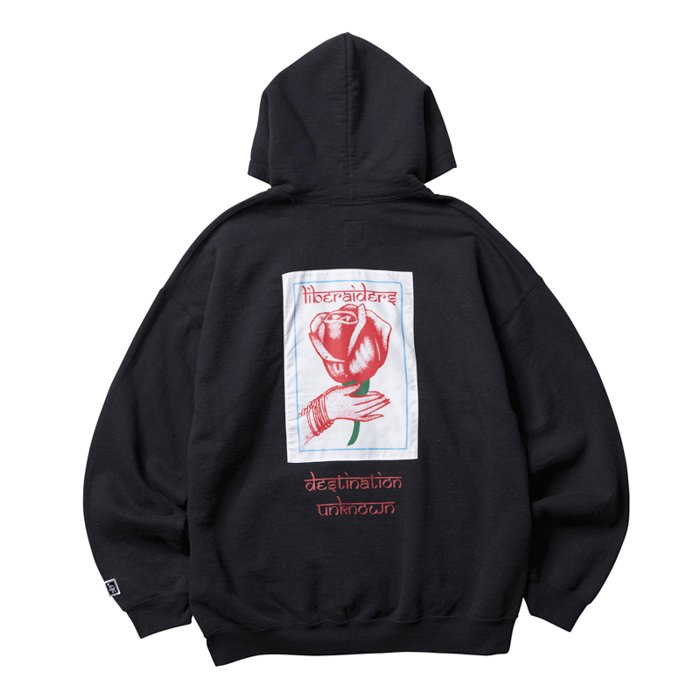 <img class='new_mark_img1' src='https://img.shop-pro.jp/img/new/icons1.gif' style='border:none;display:inline;margin:0px;padding:0px;width:auto;' />Liberaiders LR ROSE HOODIE (Black)
