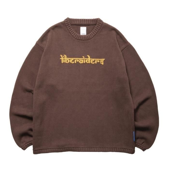 <img class='new_mark_img1' src='https://img.shop-pro.jp/img/new/icons1.gif' style='border:none;display:inline;margin:0px;padding:0px;width:auto;' />Liberaiders WOVEN LOGO KNIT SWEATER (Brown)