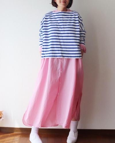 シャツワンピースピンクSMOCK FROCK+ E.O.Eサイズ40