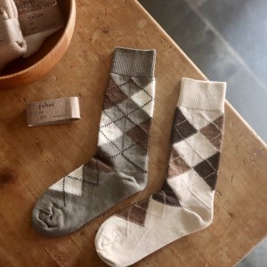 yahae  Organic Cotton Alpaca Yak Argyle  Socks