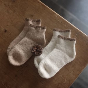 yahae  Alpaca Organic Cotton Garland Stitch Pile Socks