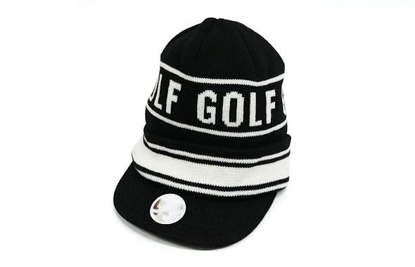 ニューエラ（NEW ERA） NE GOLF◆裏フリースつば付ニットキャップ(ブラック)