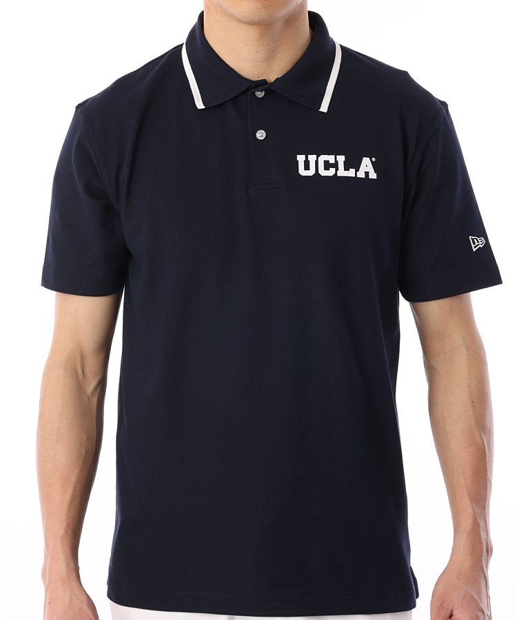 ニューエラ NE [UCLA]ロゴPT鹿の子半袖ポロシャツ(ネイビー)