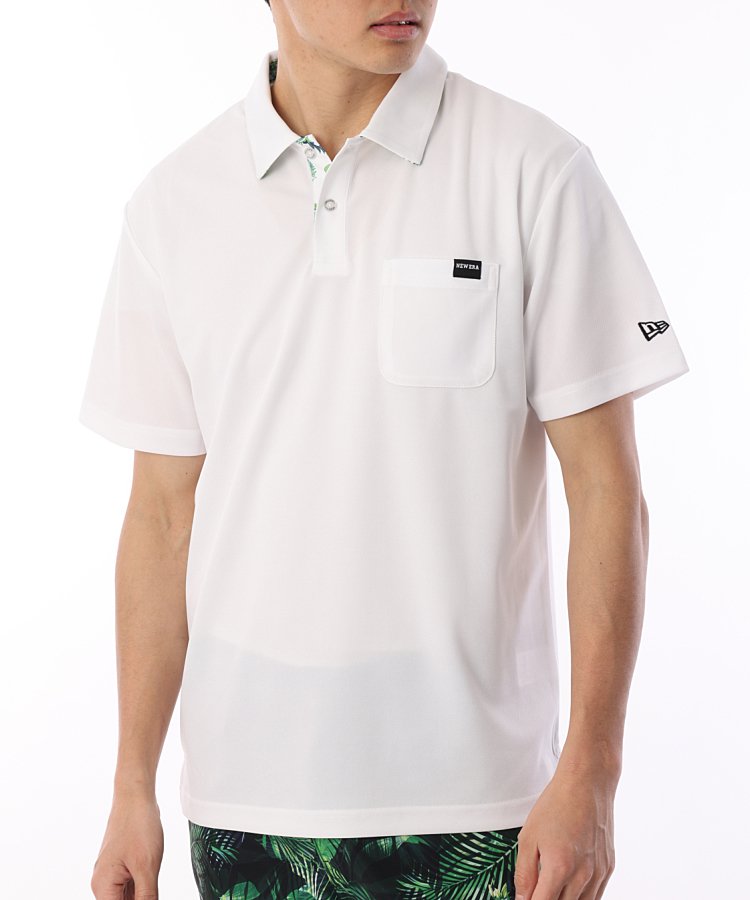 ニューエラ NE 速乾UV胸ポケット半袖ポロシャツ(ホワイト)
